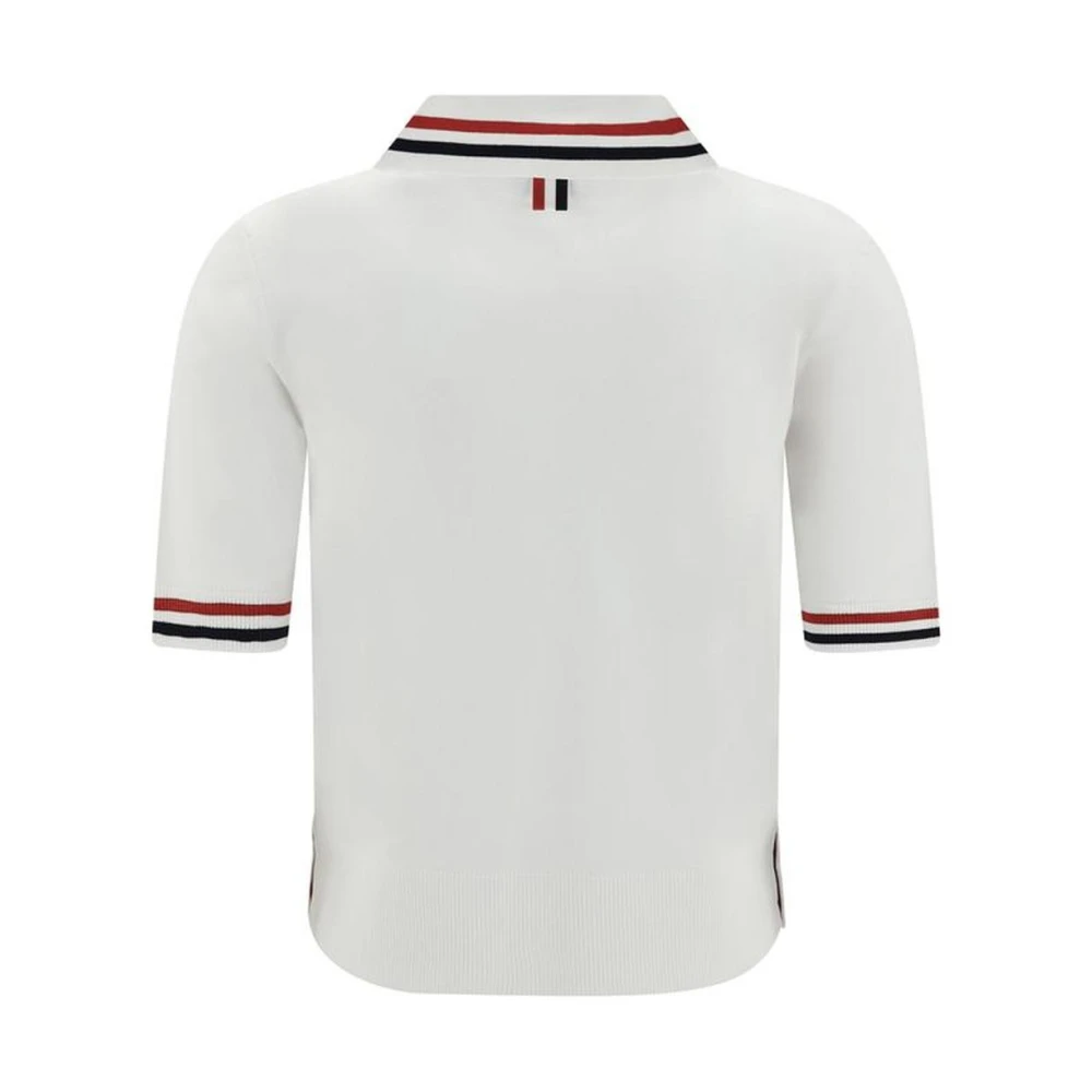 Thom Browne Iconische Gestreepte Poloshirt White Dames