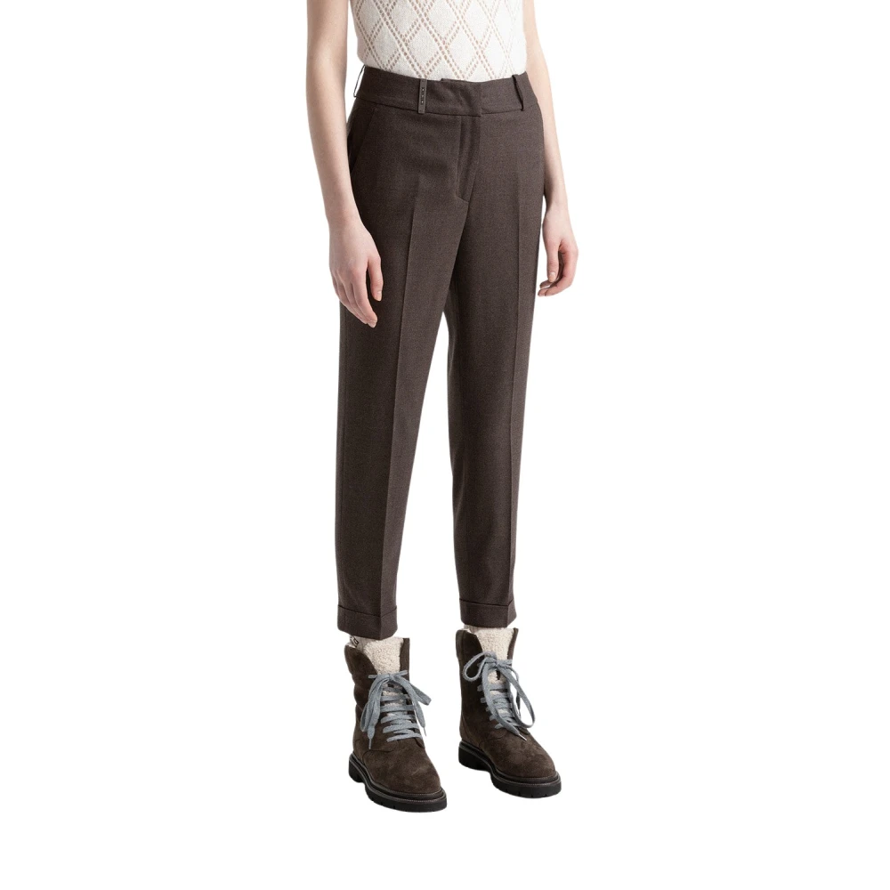 PESERICO Wollen en kasjmier flanellen broek Brown Dames