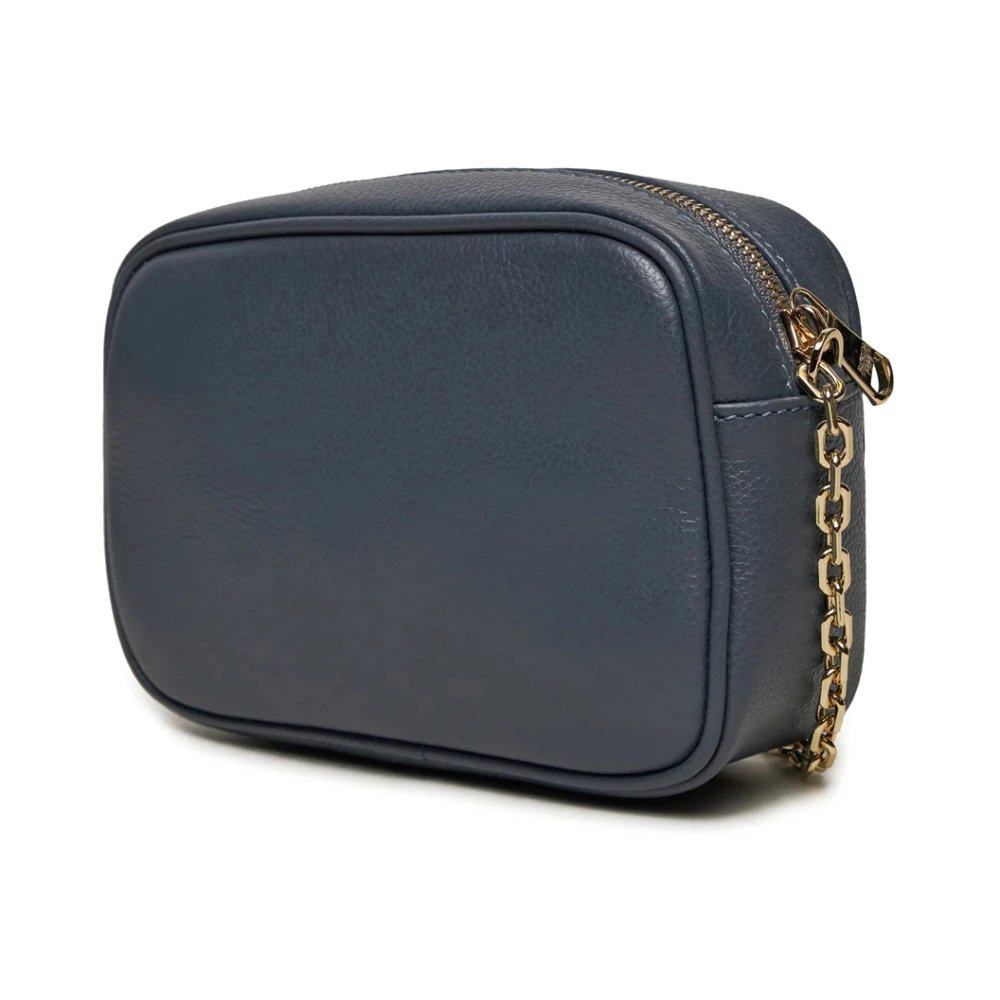 PATRIZIA PEPE Grijze leren crossbody tas met kettingriem Blue Dames