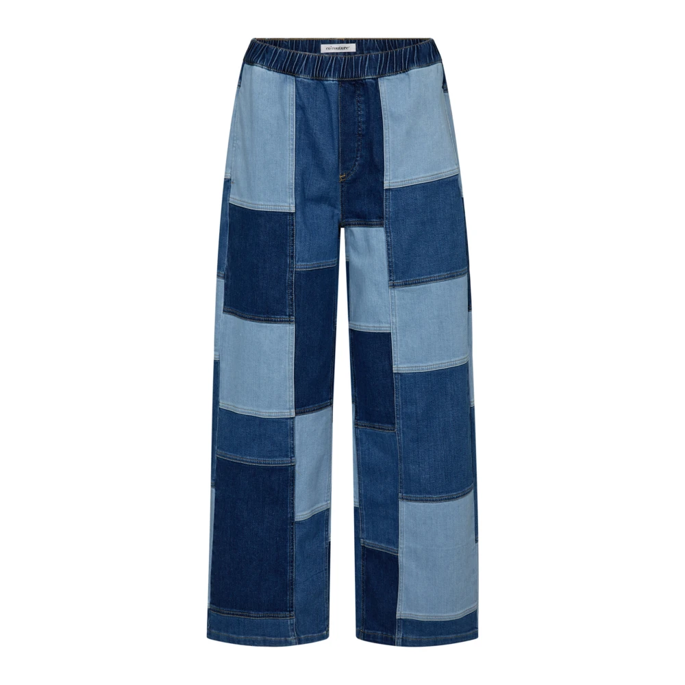 Co'Couture Patchwork Denim Broek in Denim Blauw Blue Dames