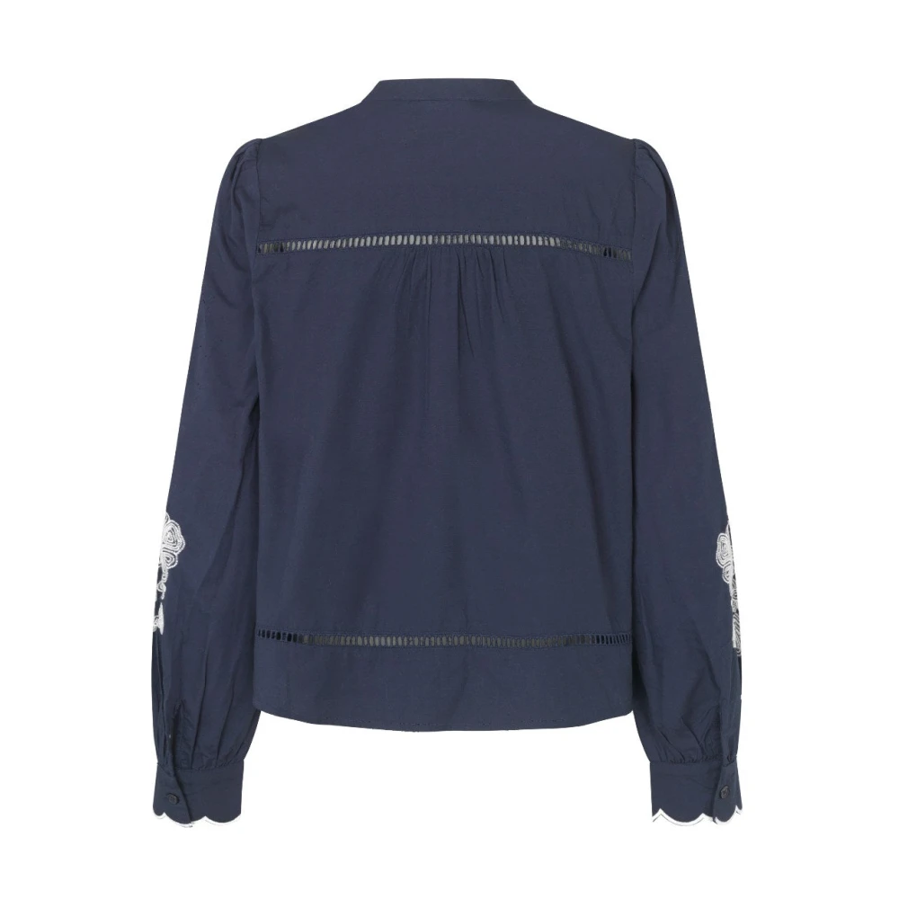 MbyM Blauwe Bloemenborduurblouse Pauline Blue Dames