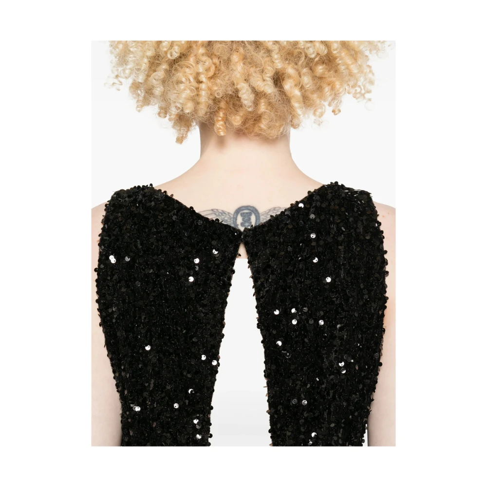 Elisabetta Franchi Zwarte Gedrapeerde Jurk met Logo Plaque Black Dames