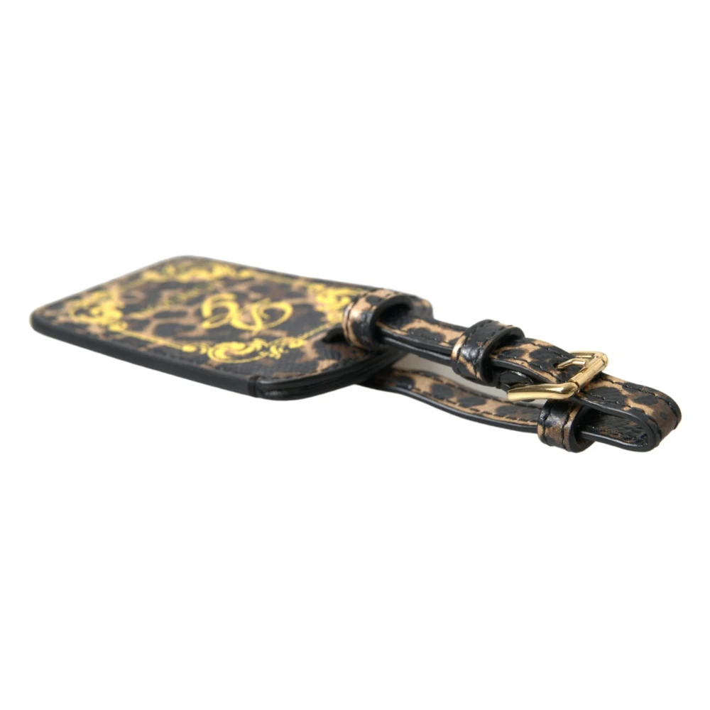 Dolce & Gabbana Luipaard Leren Bagagelabel Multicolor Dames