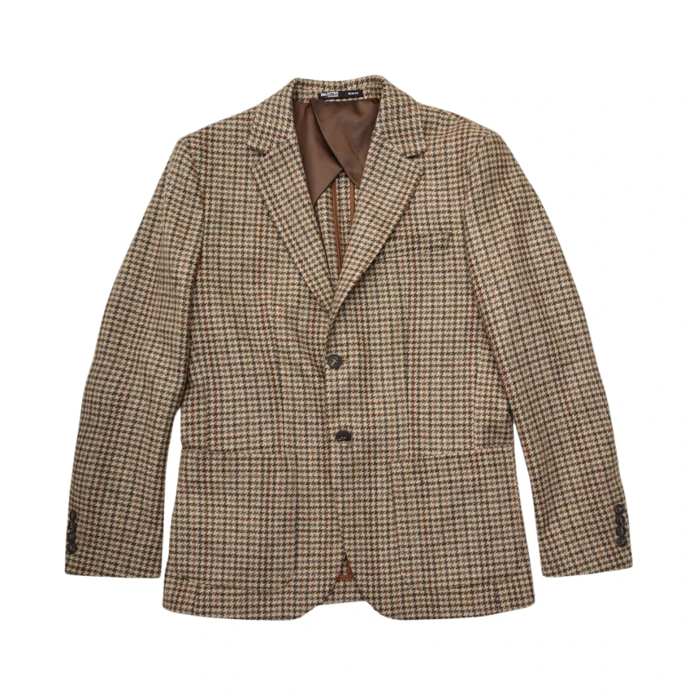 Selected Homme Slim Wol Bruin Blazer Beige Heren