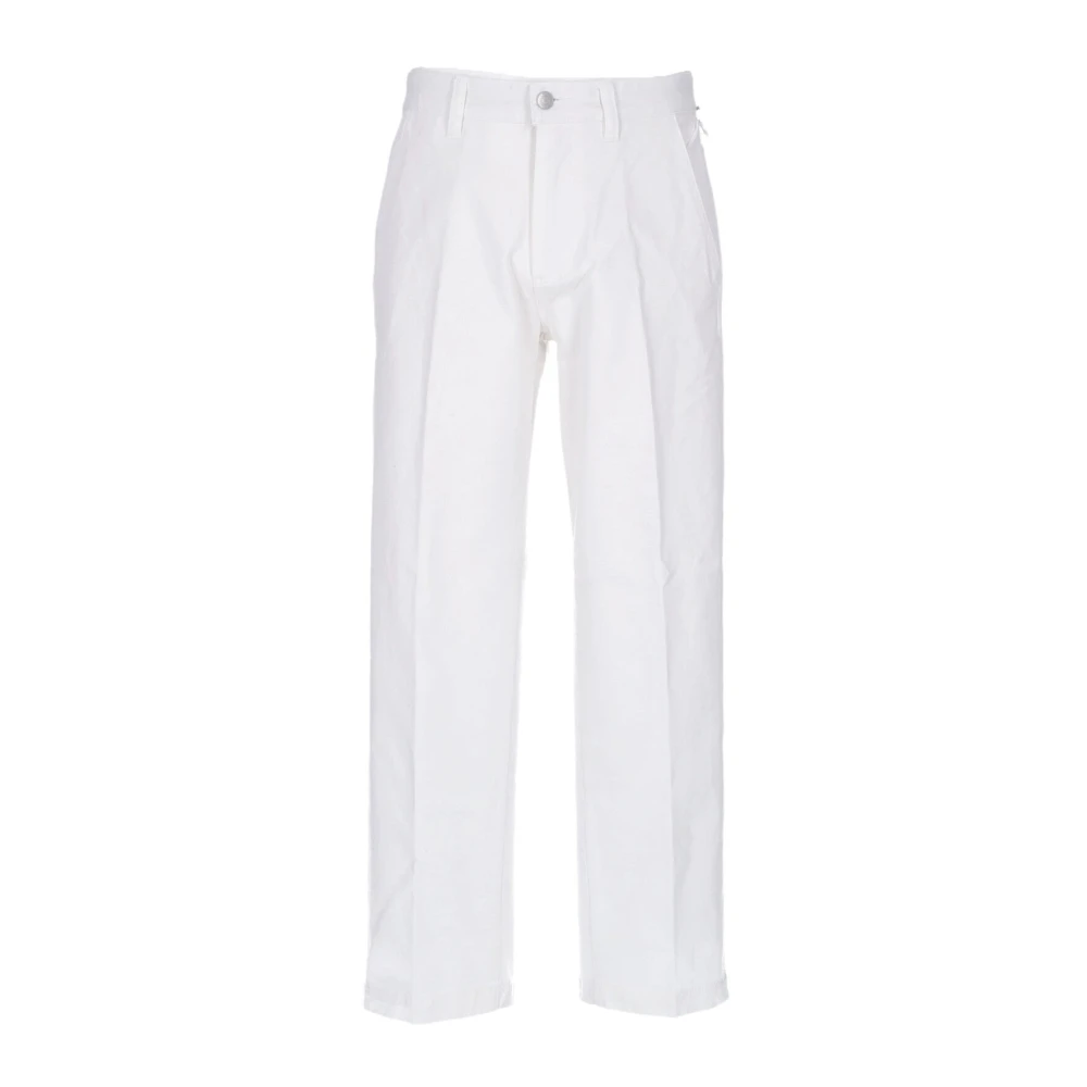 Obey Men's White Canvas Carpenter Work Trousers - Straight Trousers - W34 - Trousers