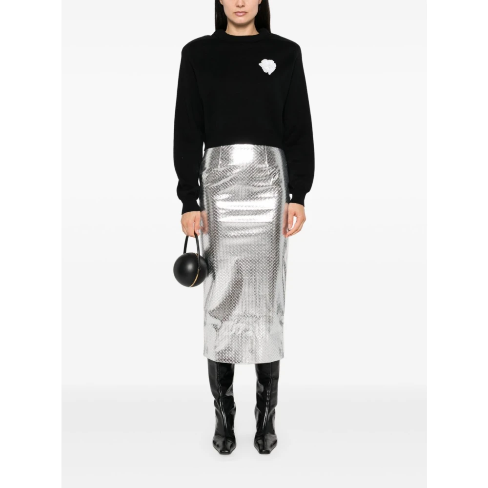 Rotate Birger Christensen Metallic Gevlochten Kokerrok Gray Dames