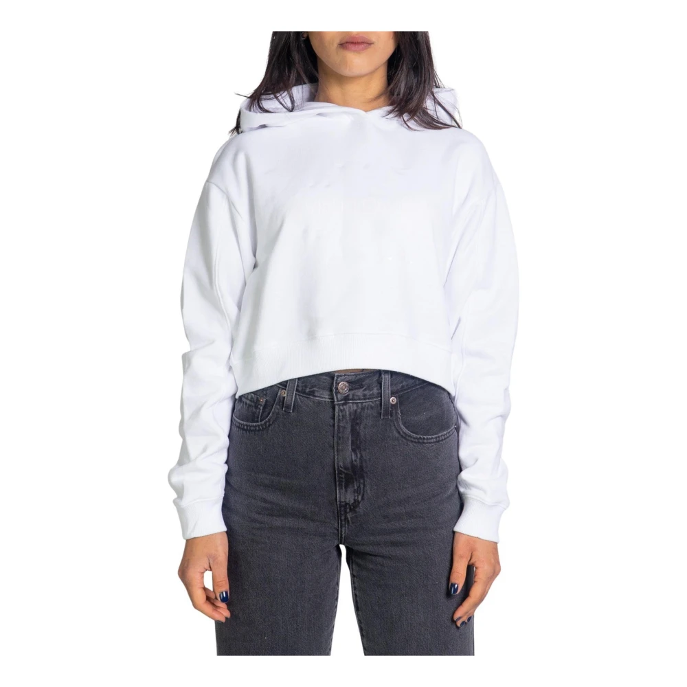 Calvin Klein Jeans Women's White Plain Hooded Sweatshirt - Hoodies - L - Sweatshirts & Hoodies