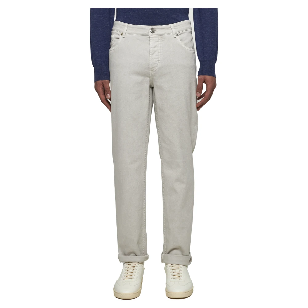 BRUNELLO CUCINELLI Comfortabele Katoenen Denim Jeans Gray Heren