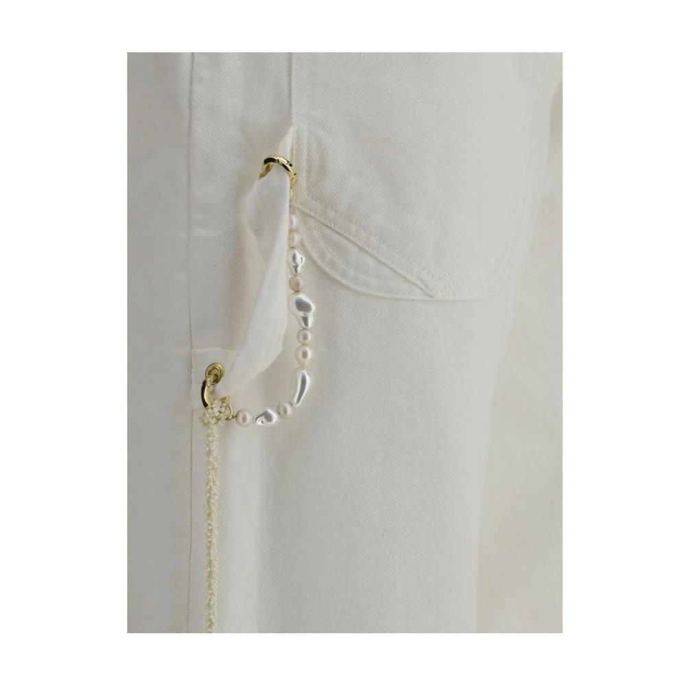 Darkpark Jeans met Parelketting Hoge Taille Beige Dames