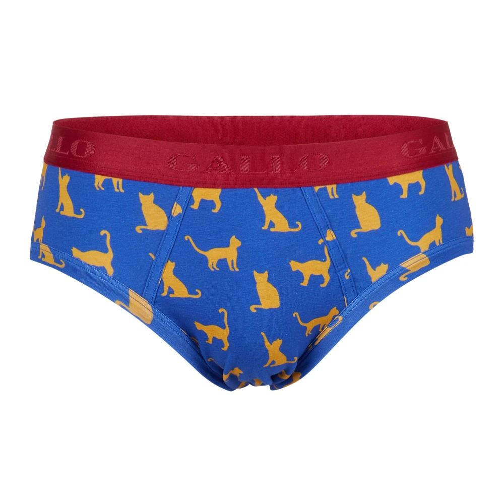 Gallo Blauwe Katoenen Slip met Kattenmotief Multicolor Heren