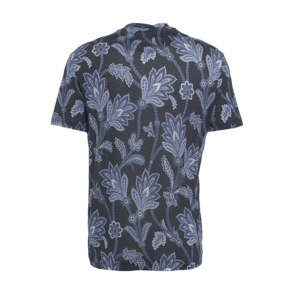 ETRO Paisley Print Crew Neck T-shirt Blue Heren