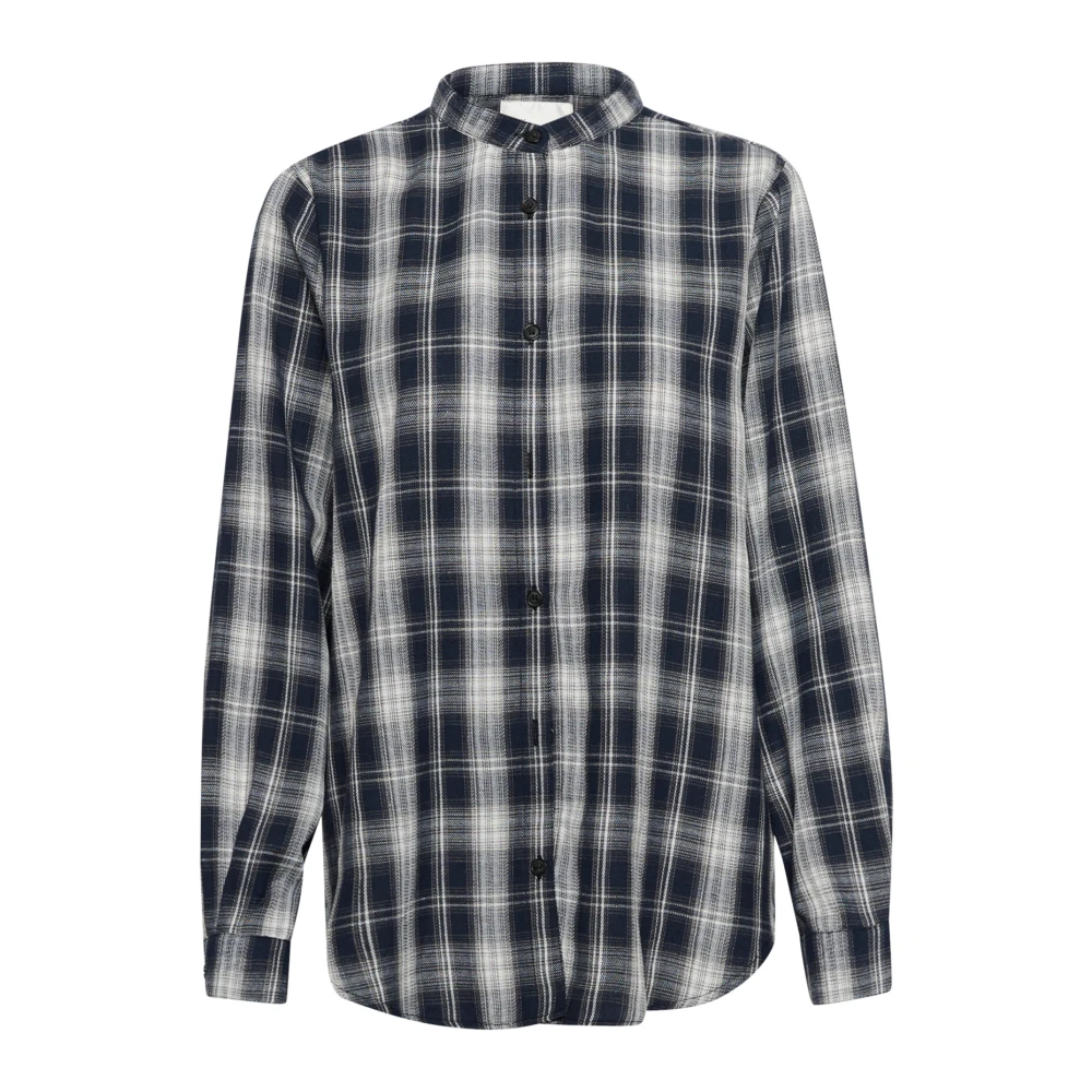 My Essential Wardrobe Klassieke Shirt Donker Saffierblauw Geruit Blue Dames