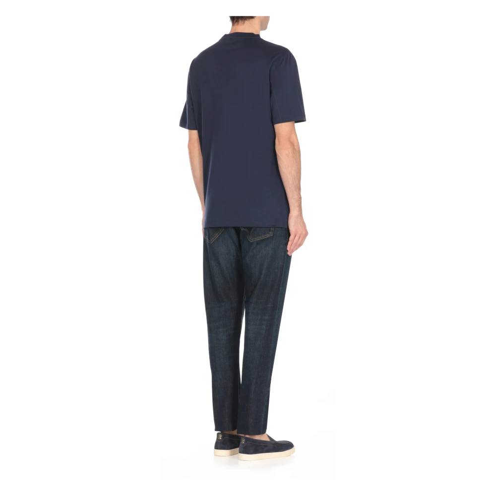 BRUNELLO CUCINELLI Blauw Katoen Crew Neck T-shirt Blue Heren