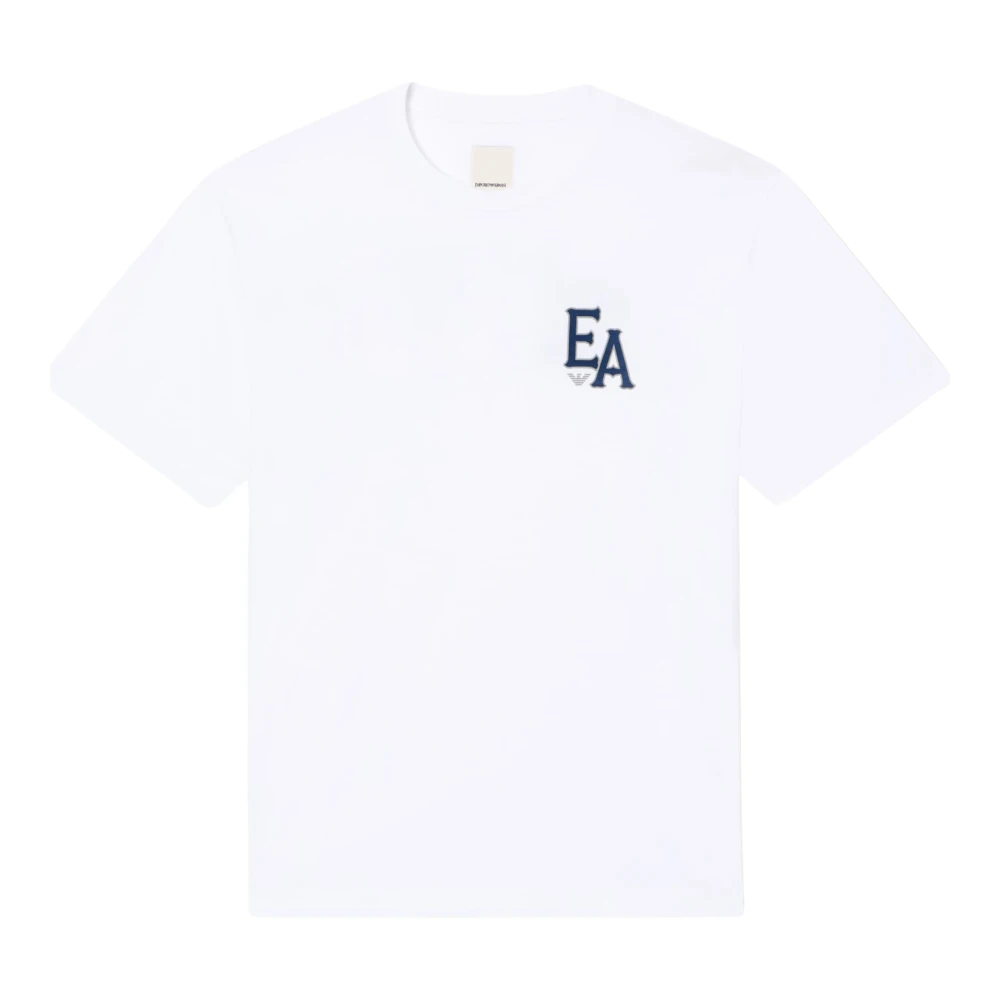 Emporio Armani Men's White T-Shirts, Xl, Emblem T-Shirt