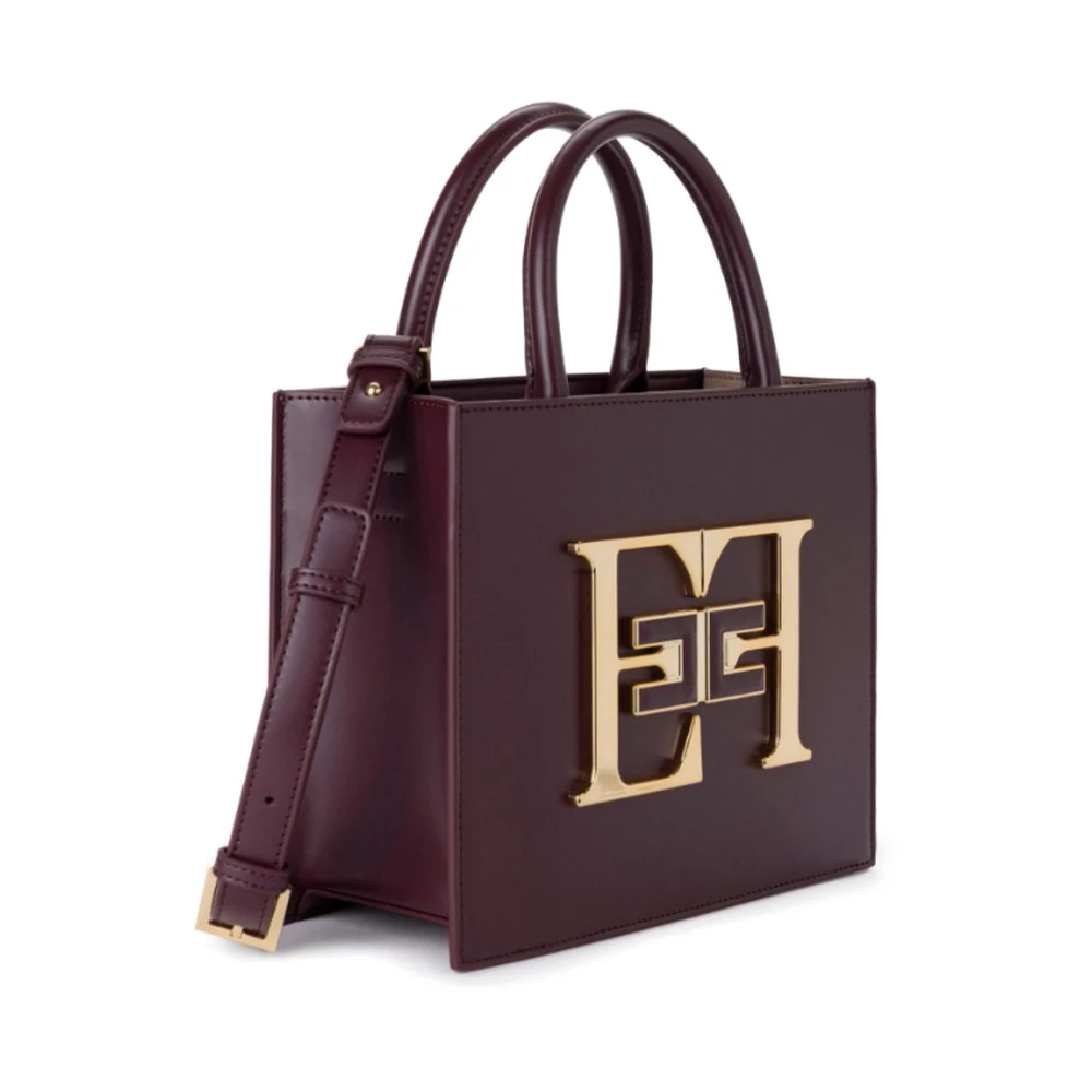 Elisabetta Franchi Handtas met Logo en Schouderband Red Dames