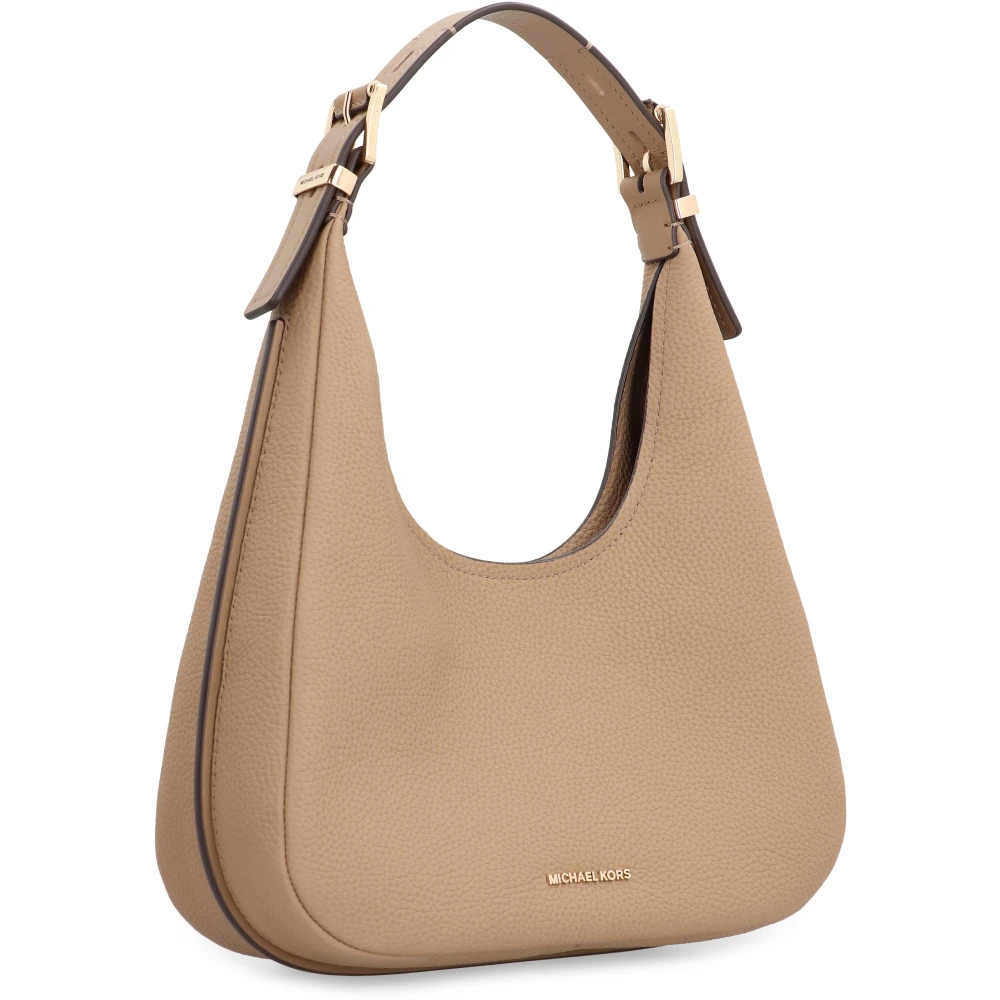 Michael Kors Nolita Kleine Hoboschoudertas van Gestikt Leder Beige Dames