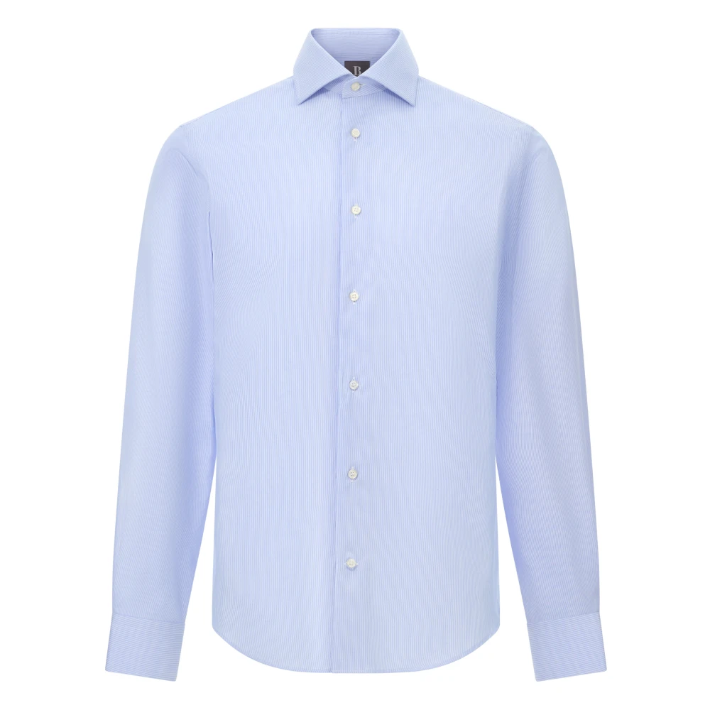 Boggi Milano Herren Blau Ultimate Non Iron Slim Fit Gestreiftes Baumwollhemd