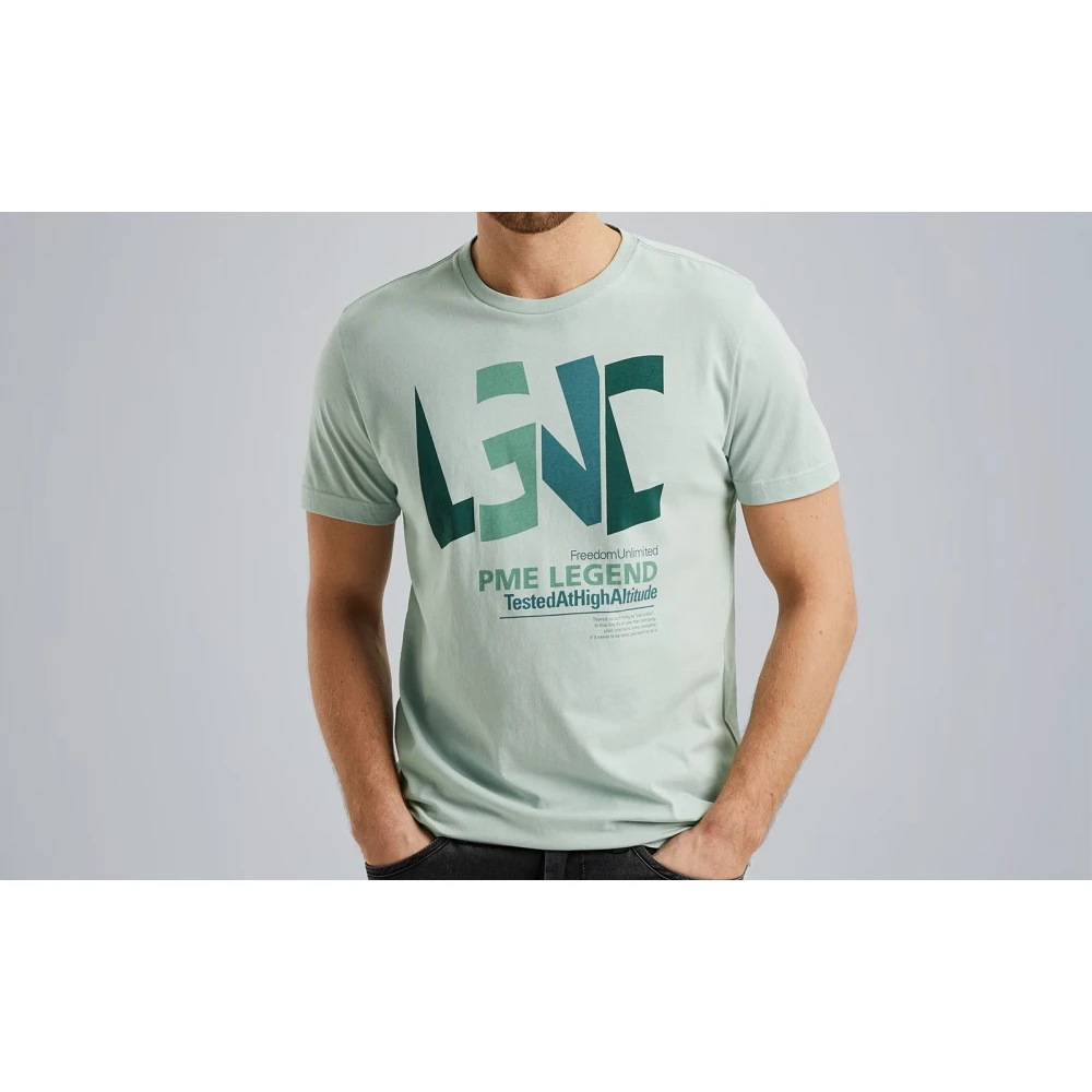 PME Legend Ronde Hals T-Shirt met Logo Green Heren