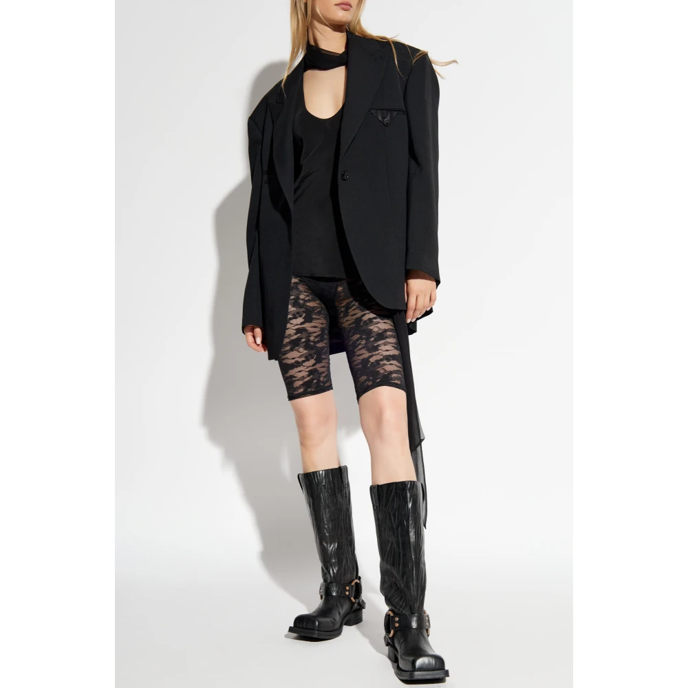 Diesel Transparante shorts Uflb-D-Oval-Lace-Short Black Dames