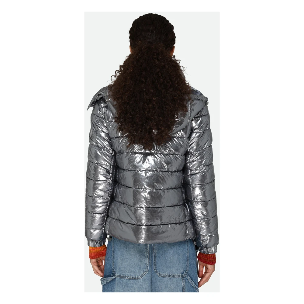 Guess Zilveren Pufferjas met Afneembare Capuchon Gray Dames