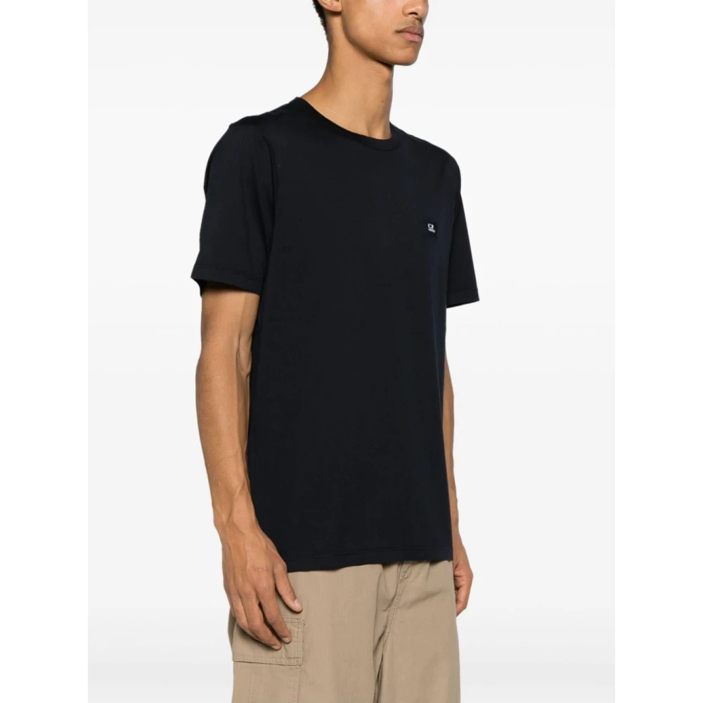C.P. Company Gemerceriseerd Jersey T-shirt met Logo Blue Heren