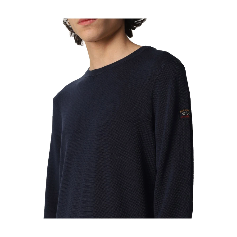 PAUL & SHARK Minimalistische Sweater met Contrasterende Logo Patch Blue Heren
