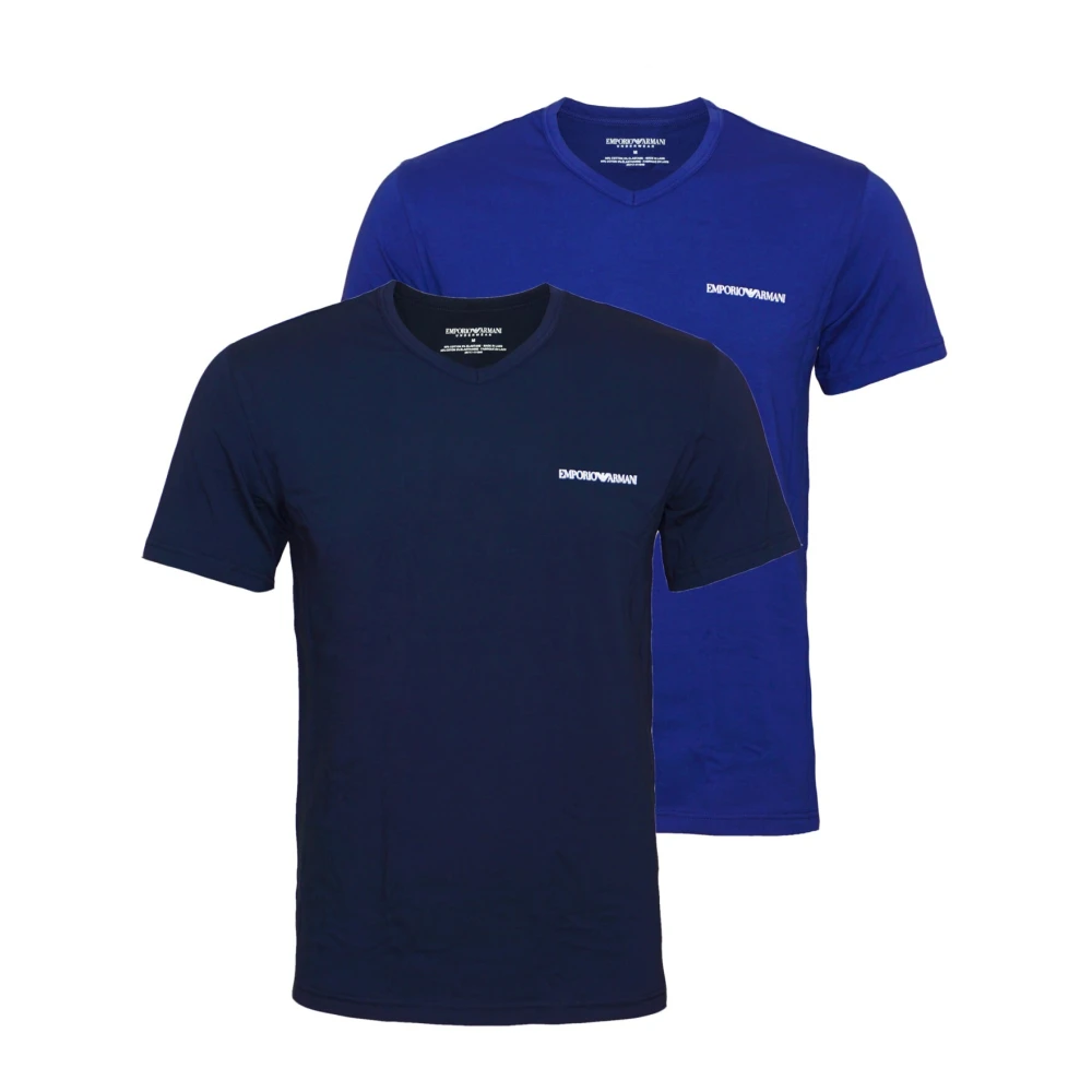 Emporio Armani 2 Pack Katoen V-Hals T-Shirts Multicolor Heren