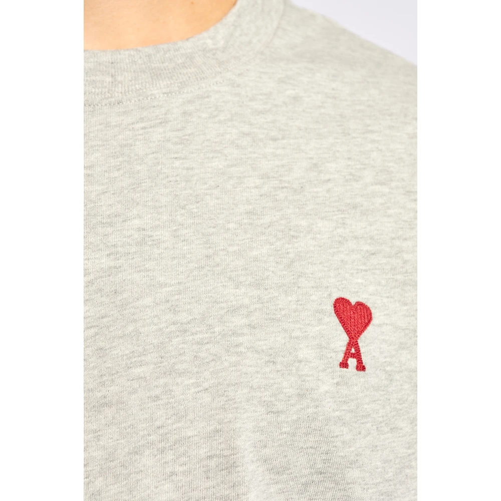 Ami Paris T-shirt met logo Gray Heren