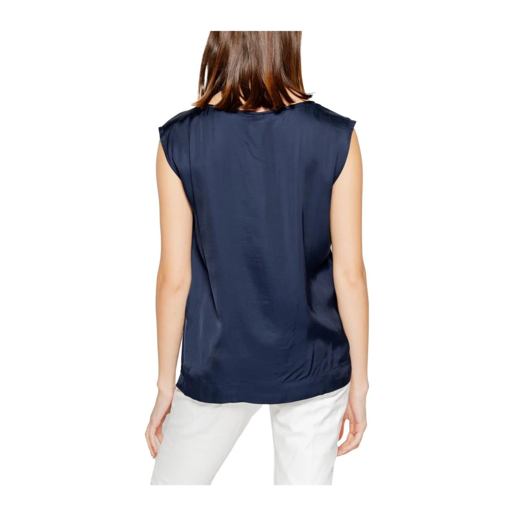 Street One Korte Mouw Viscose Blouse Blue Dames