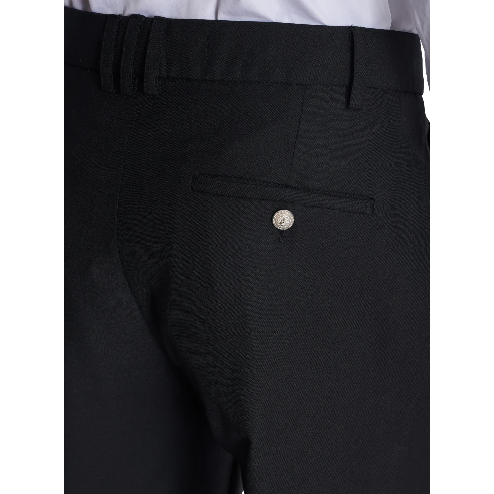 Balmain Dubbele wol crêpe broek Black Heren