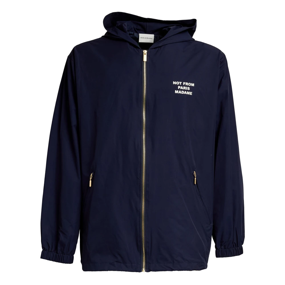 Drole De Monsieur Men's Blue Zip-Throughs, S, La Veste Capuche Slogan