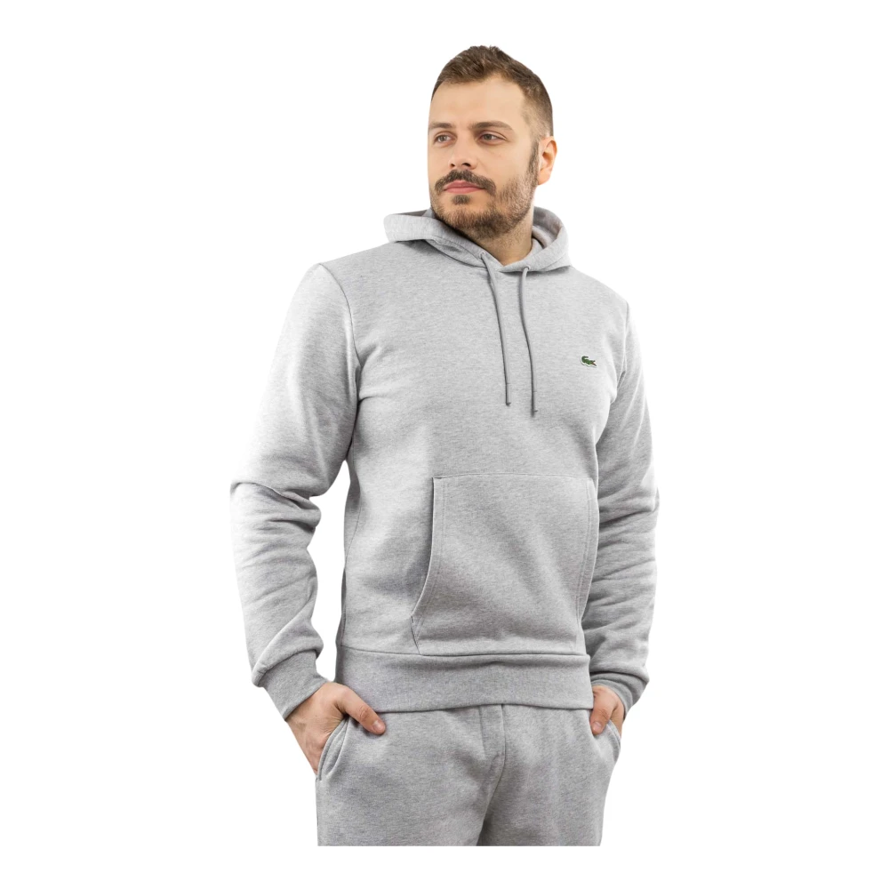 Lacoste Herr Hoodie Grå Bomull Gray, Herr