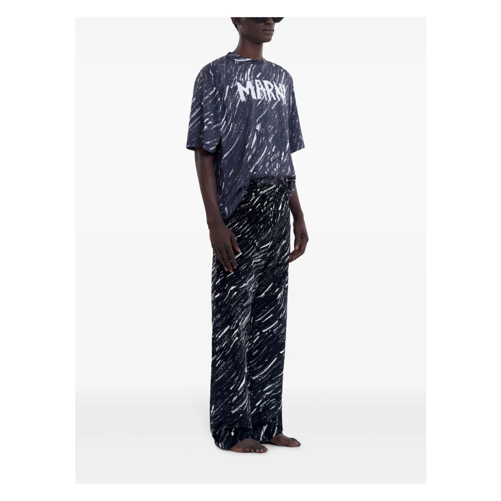 Marni Abstract Logo Print T-shirt Blue Heren