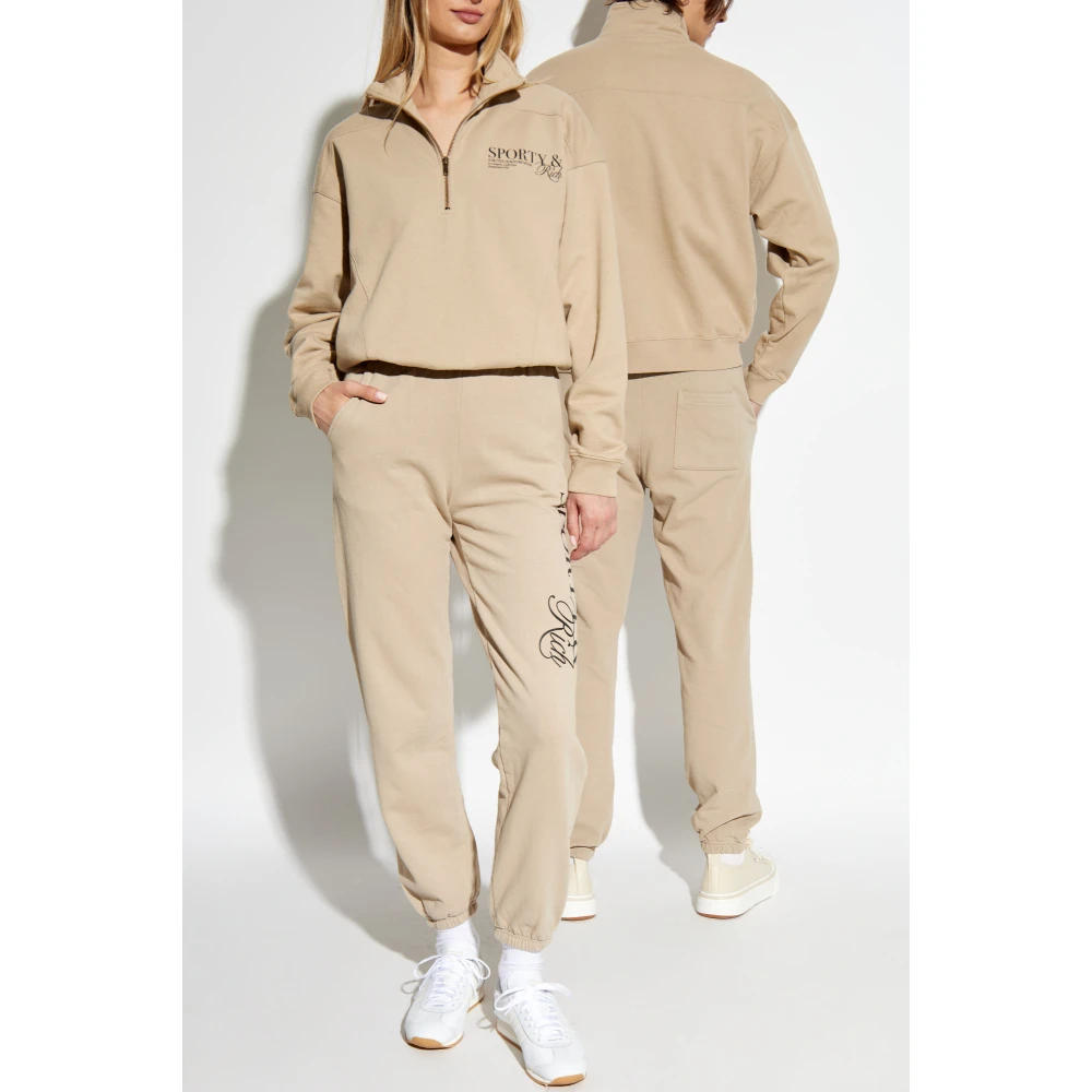 Sporty & Rich Hoge Kraag Sweatshirt Beige Unisex