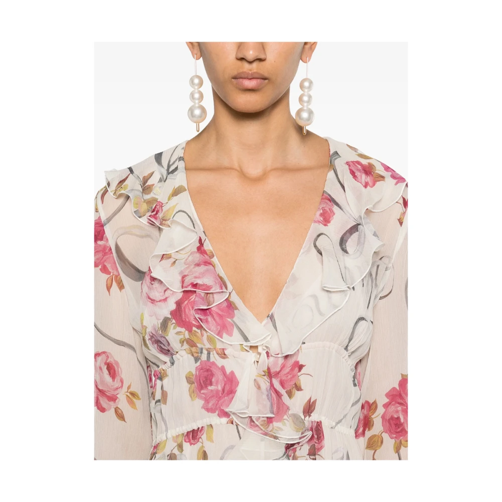 Blumarine Beige Jurk met Ruches Multicolor Dames