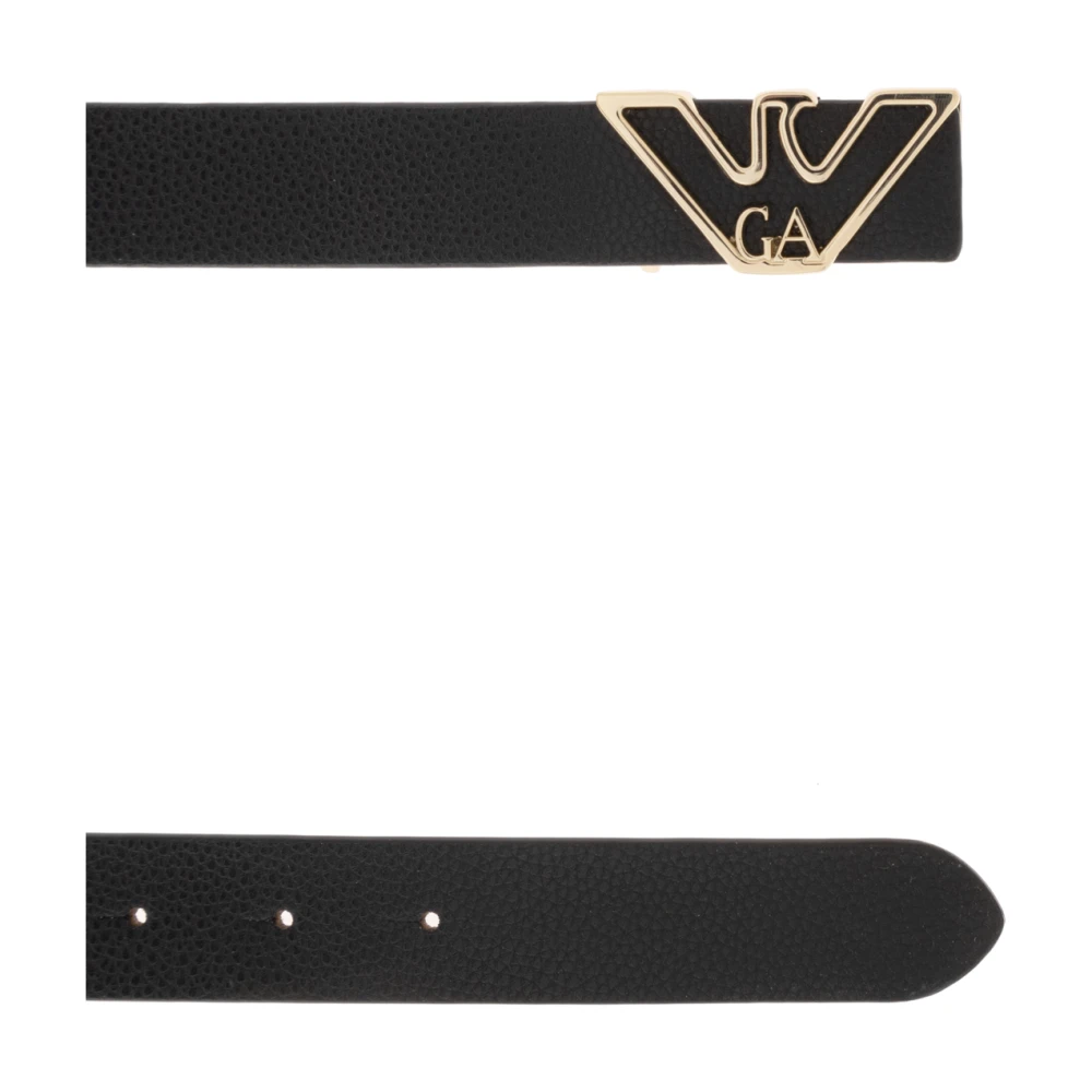Emporio Armani Leren riem Black Dames