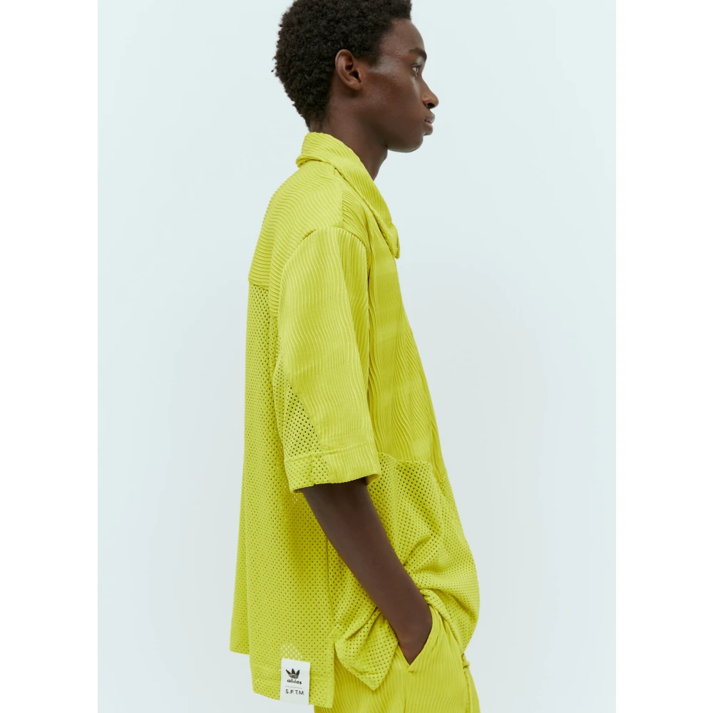 Adidas Zip-Up Shirt met Micro-Strik Plooien Green Heren