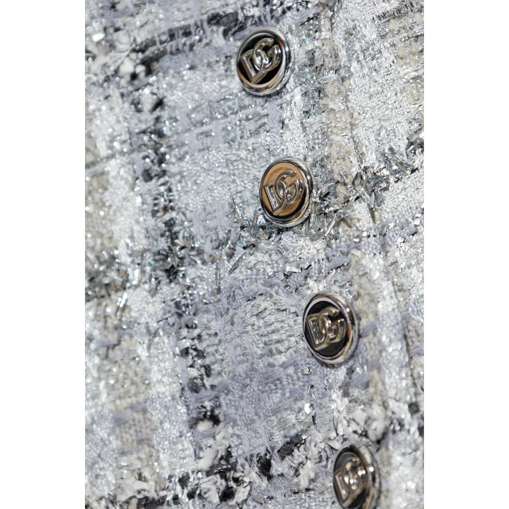 Dolce & Gabbana Mouwloze tweed jurk Gray Dames