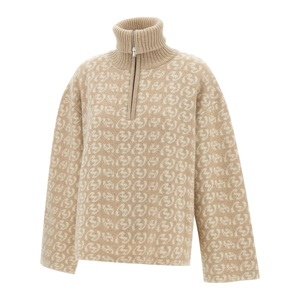 Holzweiler Monogram Merino Wol Trui Zand Wit Beige Dames