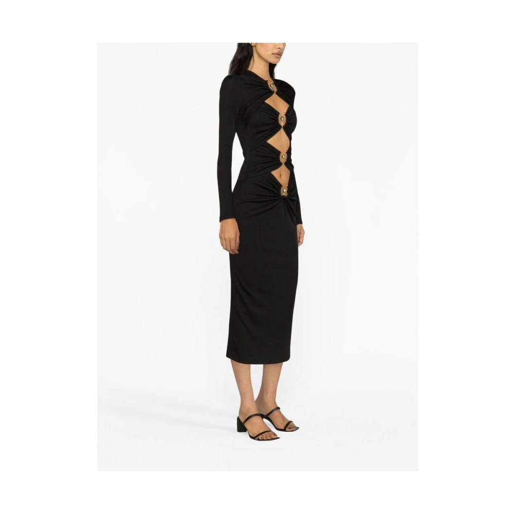 Christopher Esber Zwarte V-hals jurk met uitsparingen Black Dames
