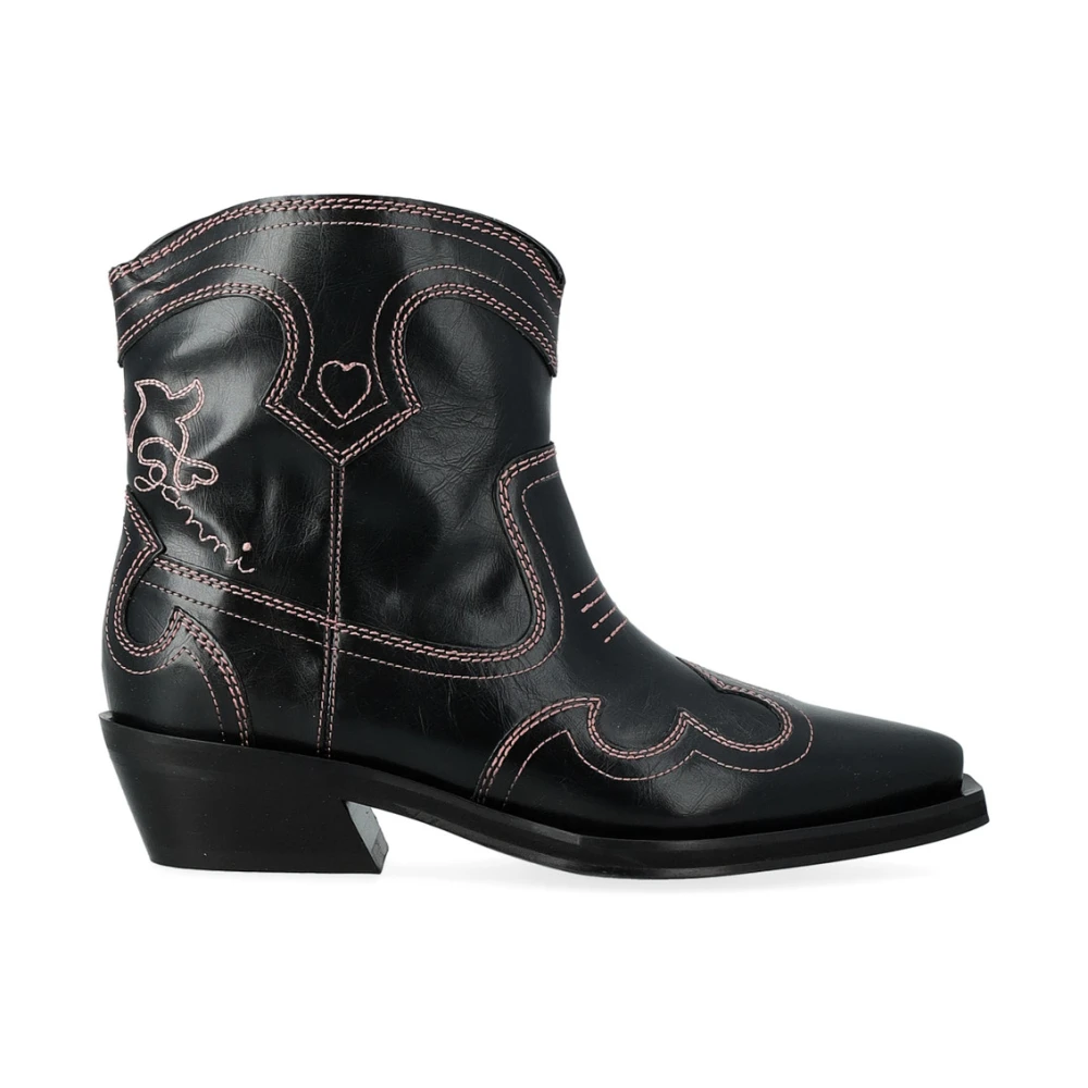 Ganni Black Cowboy & Biker Boots, Female, 7 Uk, Stivaletto Texano