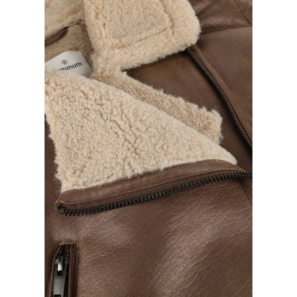 Summum Woman Bruine Leren Blazer Gilet Lammy Brown Dames