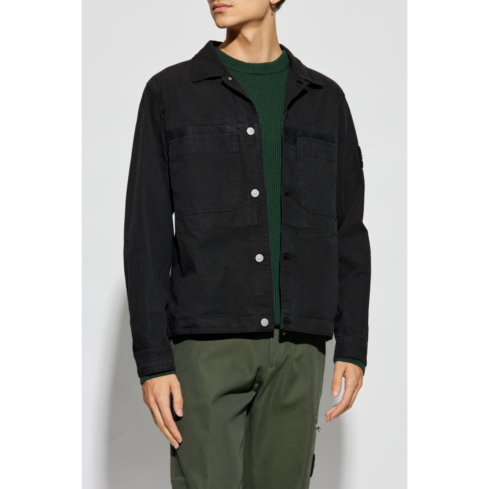 Stone Island Jas met logo Black Heren