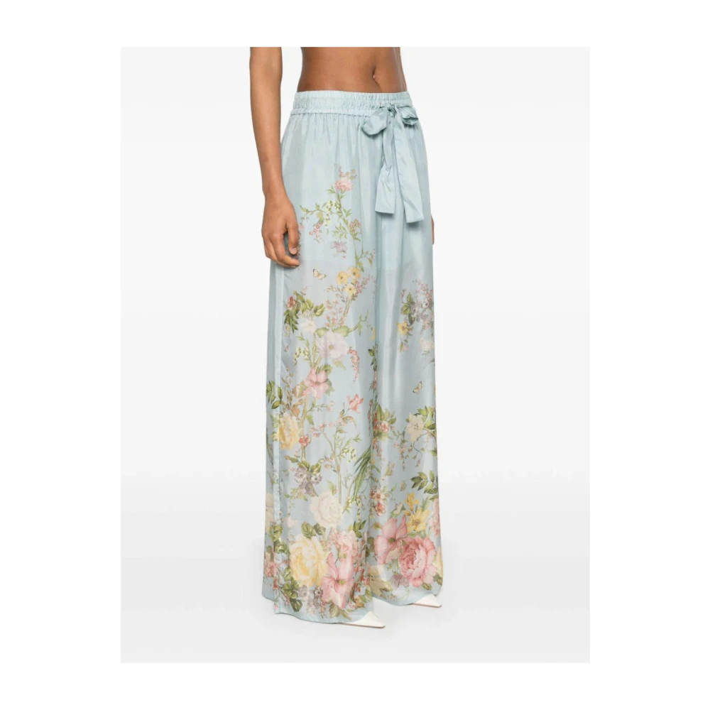 Zimmermann Bloemen Zijden Palazzo Broek Blue Dames