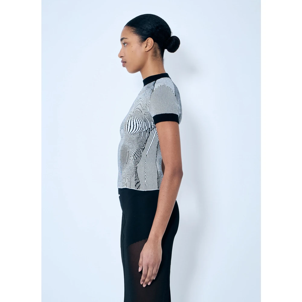 Jean Paul Gaultier Jacquard Gebreide Top met Contrastbies Gray Dames