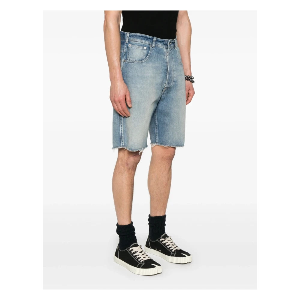 Maison Margiela Blauwe Katoenen Shorts Rechte Pijp Blue Heren
