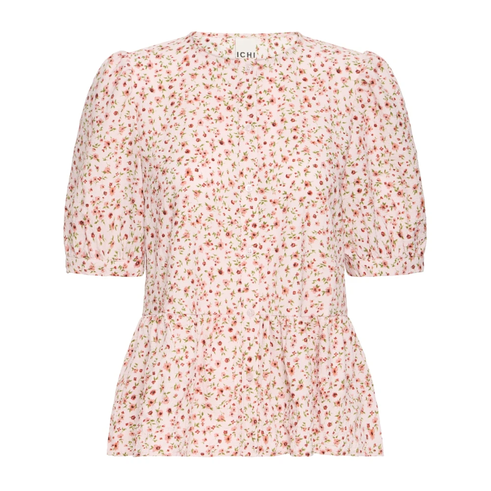 Ichi Pink Blouses, Female, M, Chalk With Flower