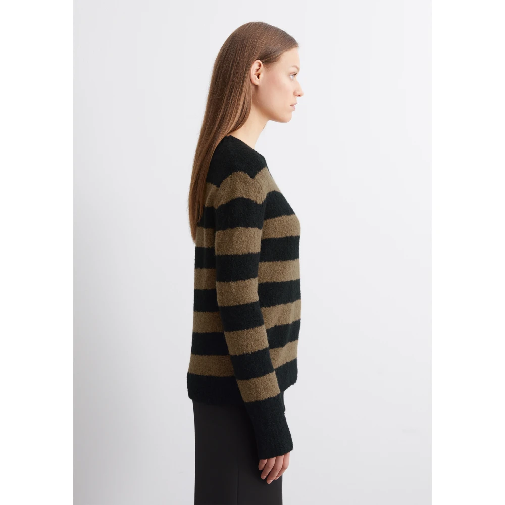 Marc O'Polo Gestreepte bouclé trui Black Dames