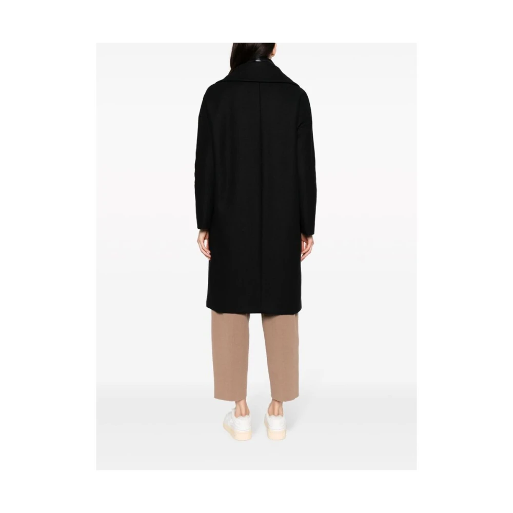 Herno Zwarte wollen mantel Black Dames