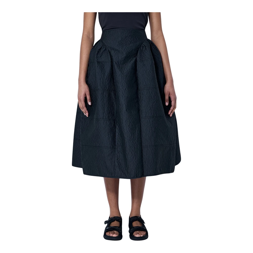 Cecilie Bahnsen Women's Black Daphne Skirt Stria Matelasse - Midi Skirts - Xs - Skirts